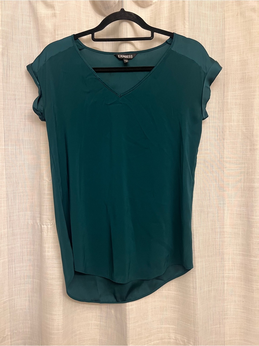 Express Women's Teal V-Neck Blouse